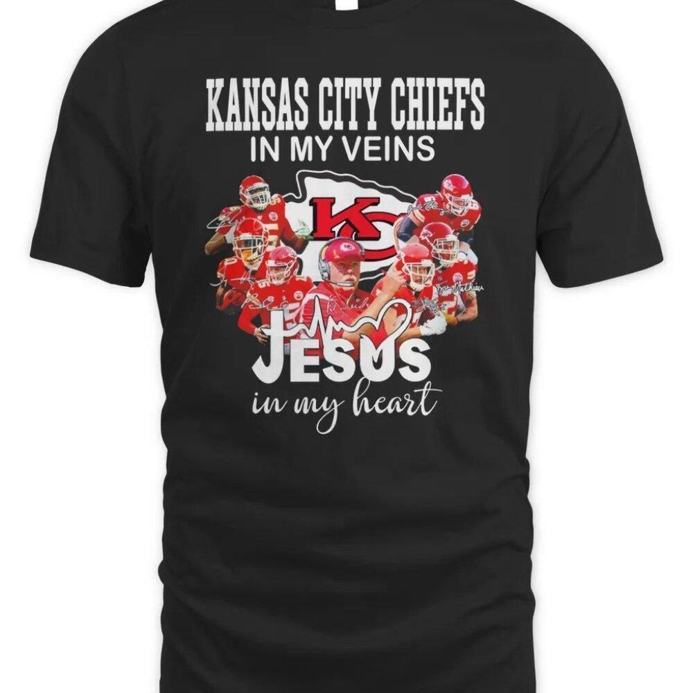 Kansas City Chiefs In My Veins Jesus In My Heart Fan Classic Graphic Football